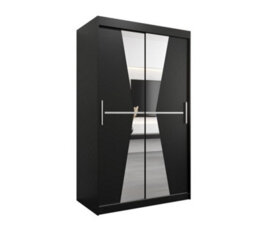 Arte Morocco Contemporary 2 Mirrored Sliding Door Wardrobe 5 Shelves 2 Rails Black Matt (H)2000mm (W)1200mm (D)620mm - thumbnail 1