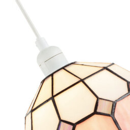 Happy Homewares Traditional Soft Pink And Opal White Tiffany Glass Pendant Light Shade - thumbnail 3