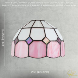 Happy Homewares Traditional Soft Pink And Opal White Tiffany Glass Pendant Light Shade - thumbnail 7