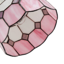 Happy Homewares Traditional Soft Pink And Opal White Tiffany Glass Pendant Light Shade - thumbnail 5