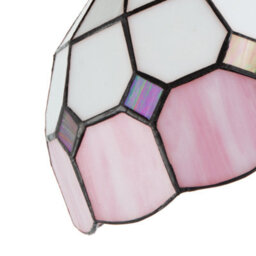 Happy Homewares Traditional Soft Pink And Opal White Tiffany Glass Pendant Light Shade - thumbnail 4