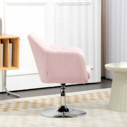 Homcom Stylish Retro Linen Swivel Tub Chair Steel Frame Cushion Seat Pink - thumbnail 8