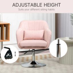 Homcom Stylish Retro Linen Swivel Tub Chair Steel Frame Cushion Seat Pink - thumbnail 4