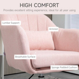 Homcom Stylish Retro Linen Swivel Tub Chair Steel Frame Cushion Seat Pink - thumbnail 6