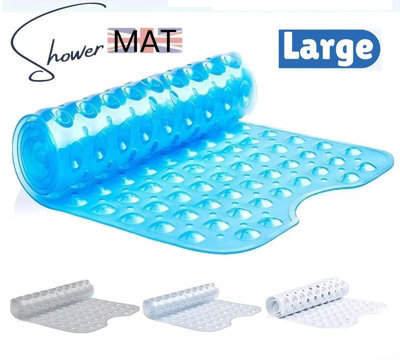 Ameha Shower Mat Anti Mould & Mildew With Strong Suction Cups Grip And Drain Holes Pvc Rubber Mats (38X70 Cm, Light Blue) - image 1