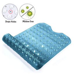 Ameha Shower Mat Anti Mould & Mildew With Strong Suction Cups Grip And Drain Holes Pvc Rubber Mats (38X70 Cm, Light Blue) - thumbnail 4