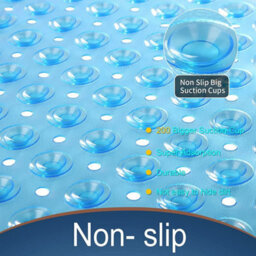 Ameha Shower Mat Anti Mould & Mildew With Strong Suction Cups Grip And Drain Holes Pvc Rubber Mats (38X70 Cm, Light Blue) - thumbnail 7