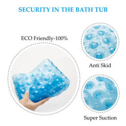 Ameha Shower Mat Anti Mould & Mildew With Strong Suction Cups Grip And Drain Holes Pvc Rubber Mats (38X70 Cm, Light Blue) - thumbnail 5