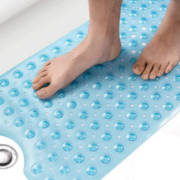 Ameha Shower Mat Anti Mould & Mildew With Strong Suction Cups Grip And Drain Holes Pvc Rubber Mats (38X70 Cm, Light Blue) - thumbnail 3