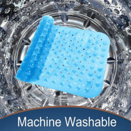 Ameha Shower Mat Anti Mould & Mildew With Strong Suction Cups Grip And Drain Holes Pvc Rubber Mats (38X70 Cm, Light Blue) - thumbnail 8