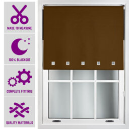 Furnished Made To Measure Blackout Roller Blinds With Square Eyelets - Brown Roller Blind (W)240Cm (L)165Cm - thumbnail 1