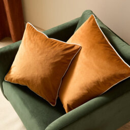 furn. Furn Meridian Velvet Polyester Filled Cushion, Ginger/ecru, 45 X 45Cm - thumbnail 5