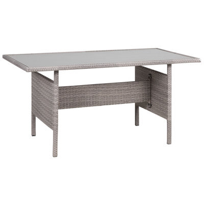 Beliani Garden Dining Table Viterbo 145 Cm 80 Cm Glass Light Grey - image 1