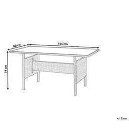 Beliani Garden Dining Table Viterbo 145 Cm 80 Cm Glass Light Grey - thumbnail 3