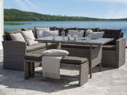 Beliani Garden Dining Table Viterbo 145 Cm 80 Cm Glass Light Grey - thumbnail 2