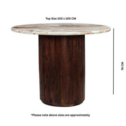 Ajmer Round Real Marble Stone Dining Table 4 Seater 100Cm - thumbnail 6