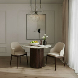 Ajmer Round Real Marble Stone Dining Table 4 Seater 100Cm - thumbnail 1