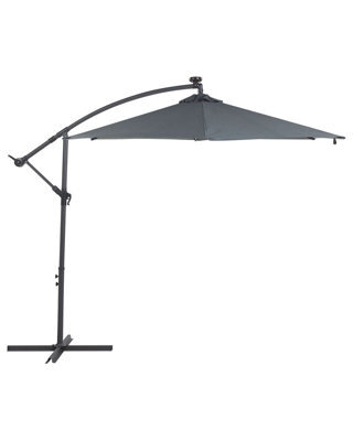 Wyld And Coco 285Cm Hexagonal Cantilever Parasol Grey With Solar Led Lights, Aluminium Pole - image 1