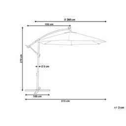 Wyld And Coco 285Cm Hexagonal Cantilever Parasol Grey With Solar Led Lights, Aluminium Pole - thumbnail 3