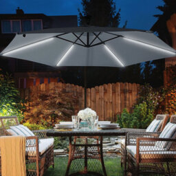 Wyld And Coco 285Cm Hexagonal Cantilever Parasol Grey With Solar Led Lights, Aluminium Pole - thumbnail 2