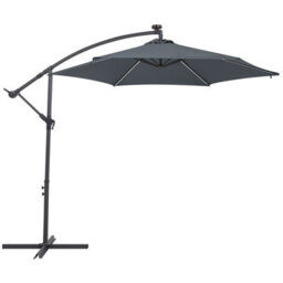 Wyld And Coco 285Cm Hexagonal Cantilever Parasol Grey With Solar Led Lights, Aluminium Pole - thumbnail 5
