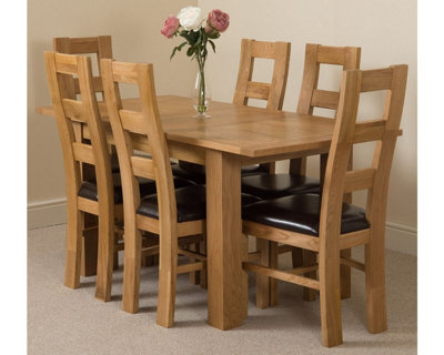 That's Furniture Hampton 120Cm - 160Cm Oak Extending Dining Table And 6 Chairs Dining Set With Yale Chairs - image 1