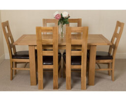 That's Furniture Hampton 120Cm - 160Cm Oak Extending Dining Table And 6 Chairs Dining Set With Yale Chairs - thumbnail 2