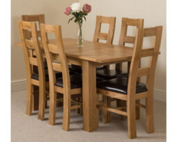 That's Furniture Hampton 120Cm - 160Cm Oak Extending Dining Table And 6 Chairs Dining Set With Yale Chairs - thumbnail 1