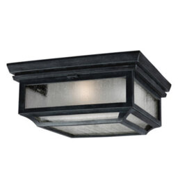 Elstead Shepherd 2 Light Bathroom Flush Mount Ceiling Light Dark Zinc Ip44, E27