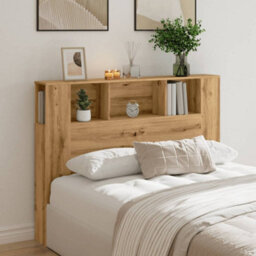 Berkfield Headboard Cabinet Artisan Oak 140X18.5X102.5 Cm Engineered Wood - thumbnail 3
