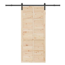 Berkfield Sliding Door Brown 100 X 208 Cm Solid Pine Wood - thumbnail 4