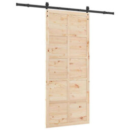 Berkfield Sliding Door Brown 100 X 208 Cm Solid Pine Wood - thumbnail 6