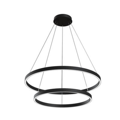 Luminosa Lighting Luminosa Modern Rim Integrated Led Black 2 Tier Circular Pendant Ceiling Light
