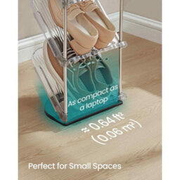 Set Of 2 Slim Sloping Shoe Racks, Customisable 5 Tier Plastic Shoe Storage Organisers, Grey - thumbnail 3