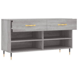 Berkfield Industrial Shoe Bench Grey Sonoma 102X35X55 Cm Engineered Wood - thumbnail 5