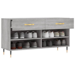 Berkfield Industrial Shoe Bench Grey Sonoma 102X35X55 Cm Engineered Wood - thumbnail 4