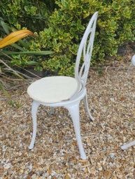 Sh&g Rayleigh 2 Seat Bistro Set - 3 Piece Round Table & Chairs -White Cast Aluminium With Cream Cushions - Indoor & Outdoor - thumbnail 5