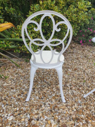 Sh&g Rayleigh 2 Seat Bistro Set - 3 Piece Round Table & Chairs -White Cast Aluminium With Cream Cushions - Indoor & Outdoor - thumbnail 4