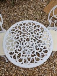 Sh&g Rayleigh 2 Seat Bistro Set - 3 Piece Round Table & Chairs -White Cast Aluminium With Cream Cushions - Indoor & Outdoor - thumbnail 6