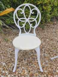 Sh&g Rayleigh 2 Seat Bistro Set - 3 Piece Round Table & Chairs -White Cast Aluminium With Cream Cushions - Indoor & Outdoor - thumbnail 3