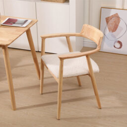 Nordlys Set Of 2 Wood And White Bouclé With Armrests Dining Chairs Exotic Boho Dining Room - thumbnail 5