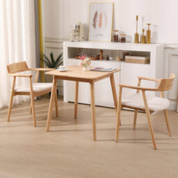 Nordlys Set Of 2 Wood And White Bouclé With Armrests Dining Chairs Exotic Boho Dining Room - thumbnail 4