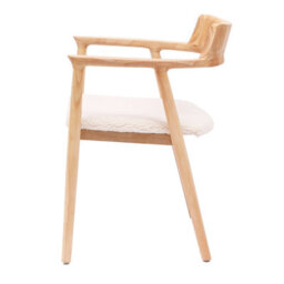 Nordlys Set Of 2 Wood And White Bouclé With Armrests Dining Chairs Exotic Boho Dining Room - thumbnail 8