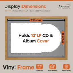 "AK Frames 25X17"" Oak Sleek Vinyl Record Frame With Mid Grey Mount For 12 Inch Lp Cover & Disc - Overlapped Design" - thumbnail 2