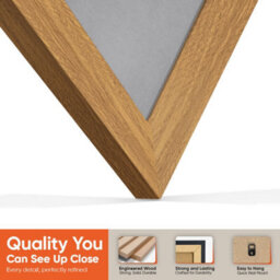 "AK Frames 25X17"" Oak Sleek Vinyl Record Frame With Mid Grey Mount For 12 Inch Lp Cover & Disc - Overlapped Design" - thumbnail 3