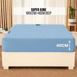 Aspire Homeware Light Blue Fitted Sheet 40Cm Extra Deep Pocket Hypoallergenic Bed Sheet Microfiber (L)200Cm X (W)180Cm,super King - thumbnail 7