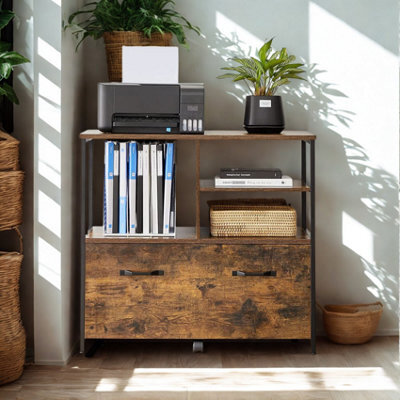 FURNOLD 2 Drawer Portable Filing Cabinet With Storage Shelves - image 1