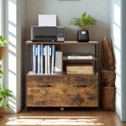 FURNOLD 2 Drawer Portable Filing Cabinet With Storage Shelves - thumbnail 4