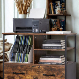 FURNOLD 2 Drawer Portable Filing Cabinet With Storage Shelves - thumbnail 3