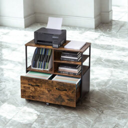 FURNOLD 2 Drawer Portable Filing Cabinet With Storage Shelves - thumbnail 2
